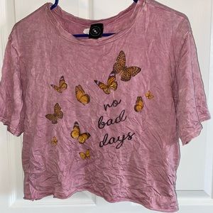 Off the record clothing: Women’s pink crop top tee